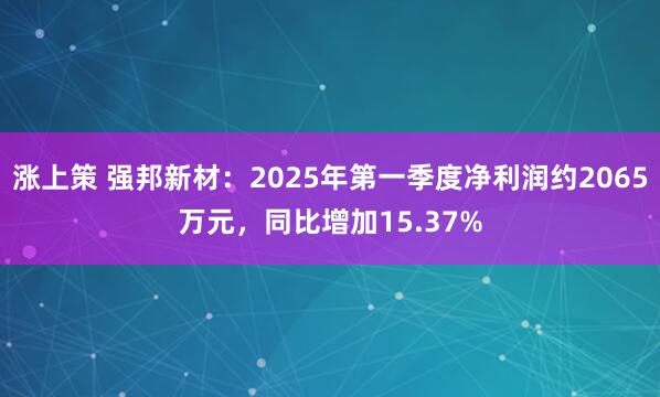 涨上策 强邦新材：2025年第一季度净利润约2065万元，同比增加15.37%